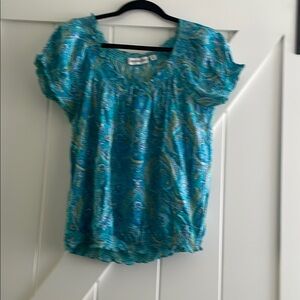 St. John’s Bay Blue Patterned Women's Top